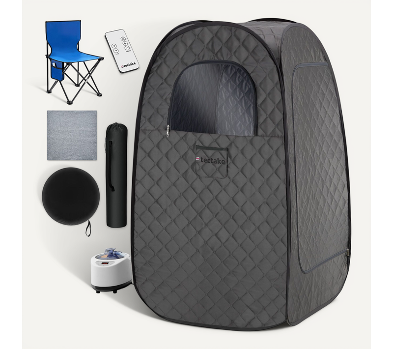 1 Sauna À Vapeur Portable Thermaluxe I En Polyester, Acier Gris Foncé-noir