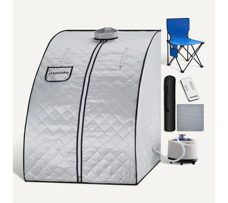 1 Sauna À Vapeur Portable Thermaluxe Ii En Polyester, Acier Gris/bleu