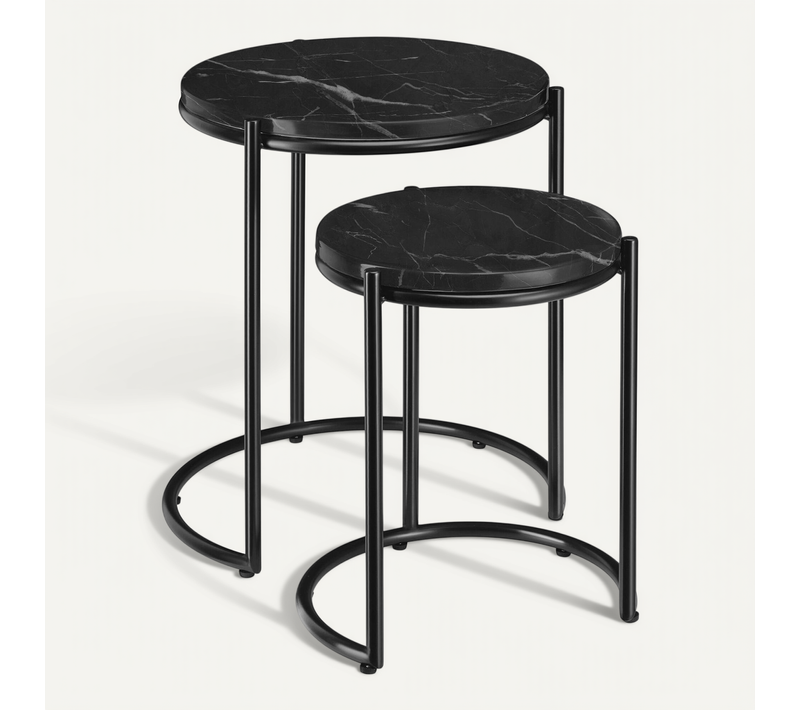 Lot De 2 Table D'appoint Elsa En Résine Noir/noir