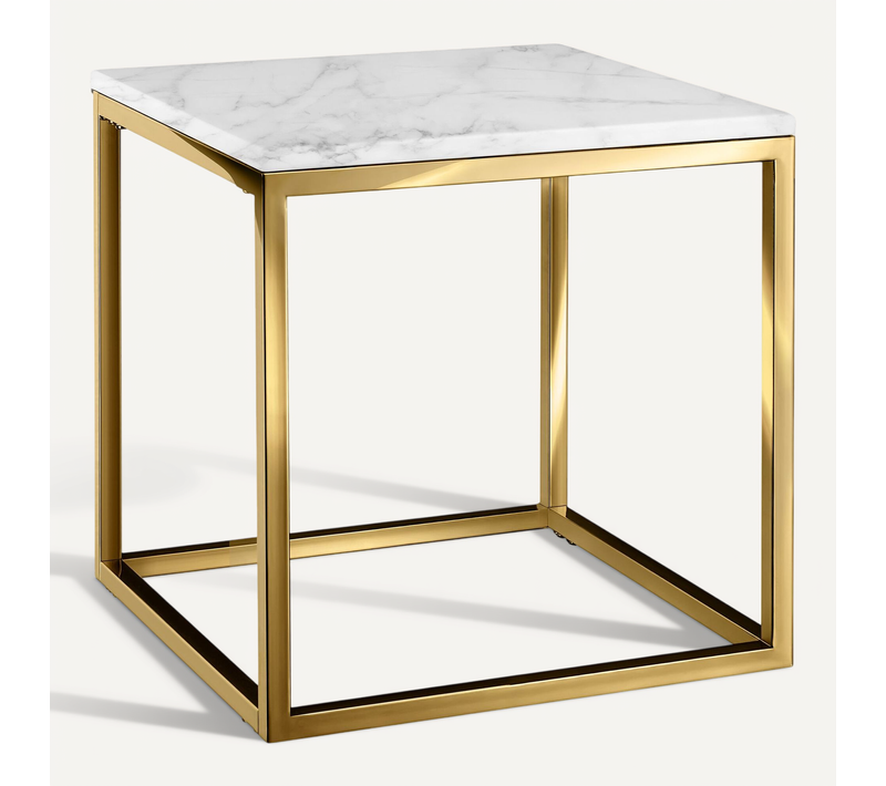 1 Table D'appoint En Marbre Alysia En Résine Blanches/dorées