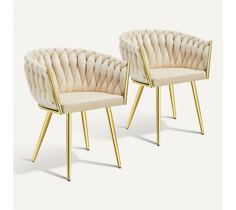 Lot De 2 Lot De Chaises De Salle À Manger Astano En Acier Enduit De Poudre/polyester Couleur Sable/o