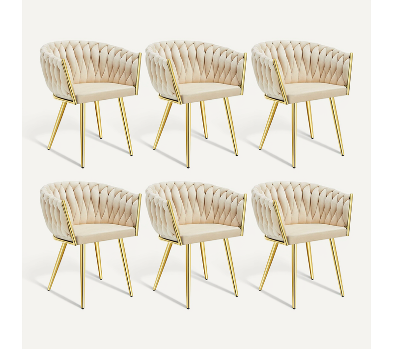 Lot De 6 Lot De Chaises De Salle À Manger Astano En Acier Enduit De Poudre/polyester Couleur Sable/o
