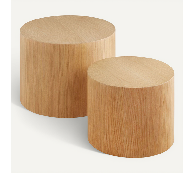 1 Ensemble De 2 Tables Basses Danny En Bois Mdf Chêne Clair