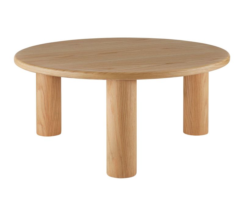 Table Basse Ronde Avec Pieds En Bois Massif Et Plateau En Mdf Plaqué