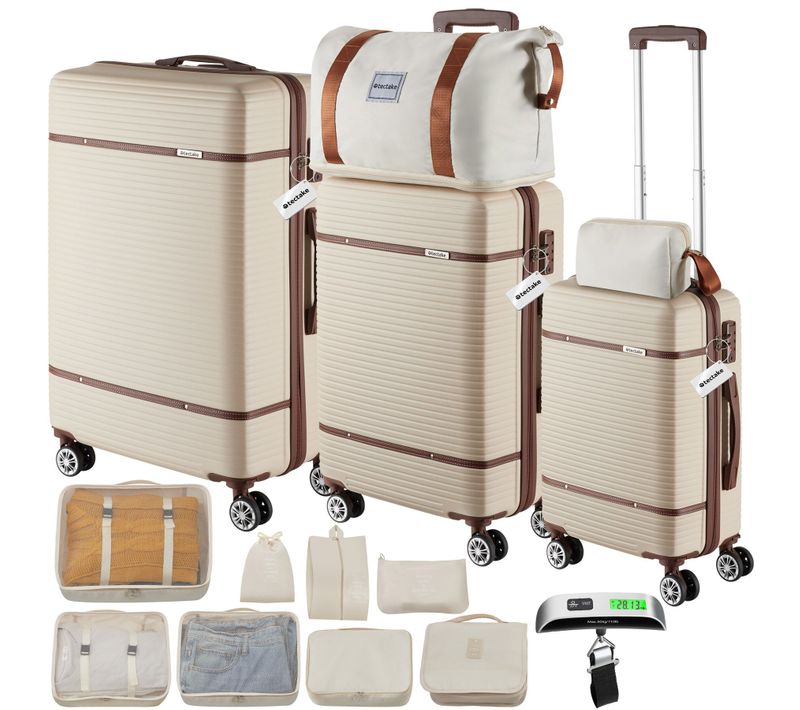 1 Ensemble De Valises De Voyage Madison En Plastique Abs Crème