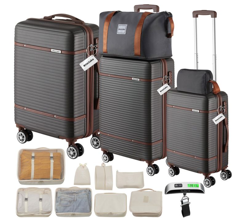 1 Ensemble De Valises De Voyage Madison En Plastique Abs Gris Anthracite