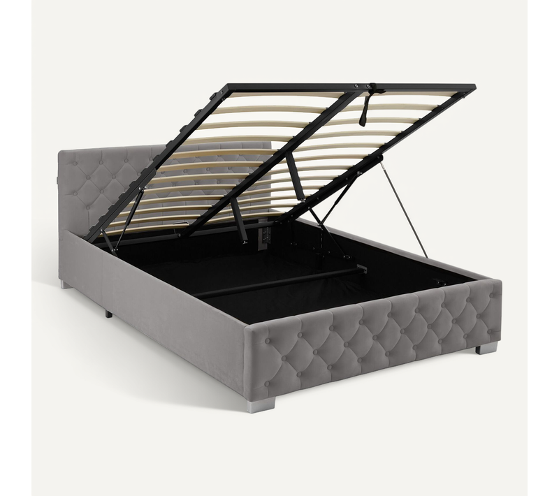 1 Lit Rembourré Venice En Bois Gris Foncé