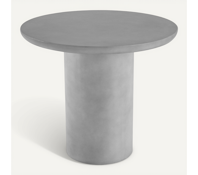 Table De Jardin Ronde En Oxyde De Magnésium Gris Béton Avec Patins Doux Environ 86,5x75,5cm