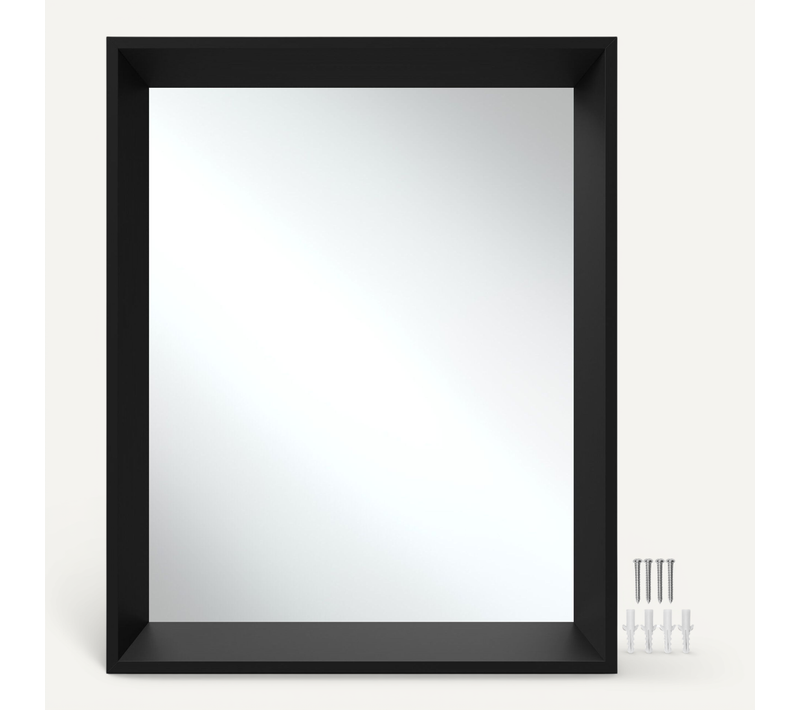 1 Miroir Mural Rectangulaire Elina En Verre Noir