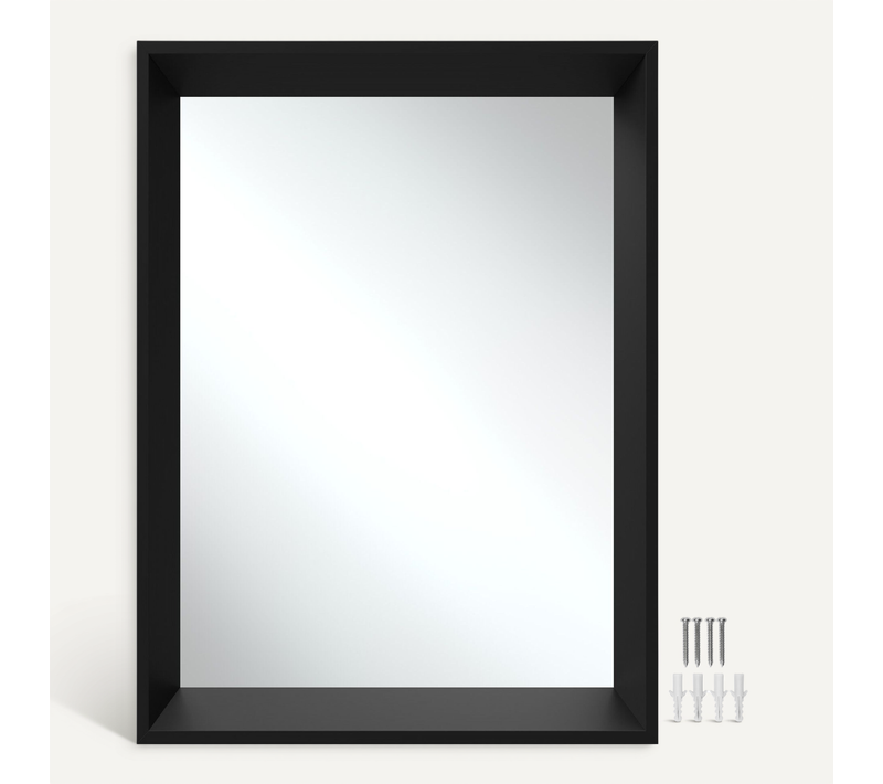 1 Miroir Mural Rectangulaire Elina En Verre Noir