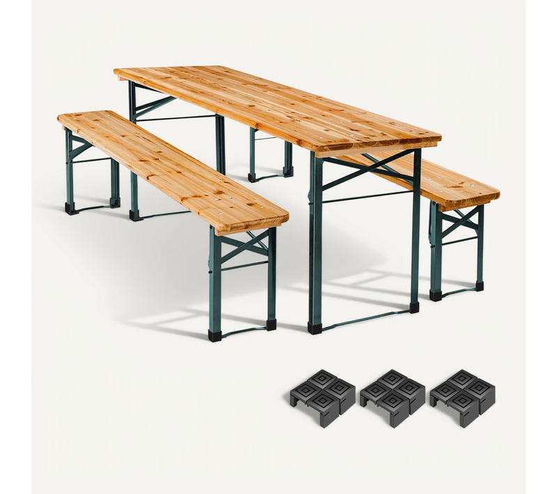 Ensemble Table Et Bancs De Brasserie 3 Pièces Pliables 8 Places