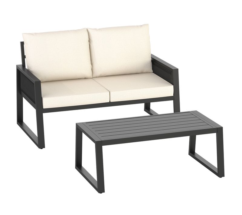 Ensemble De Salon De Jardin Gris Anthracite  76.5 X 126 X 85 Cm