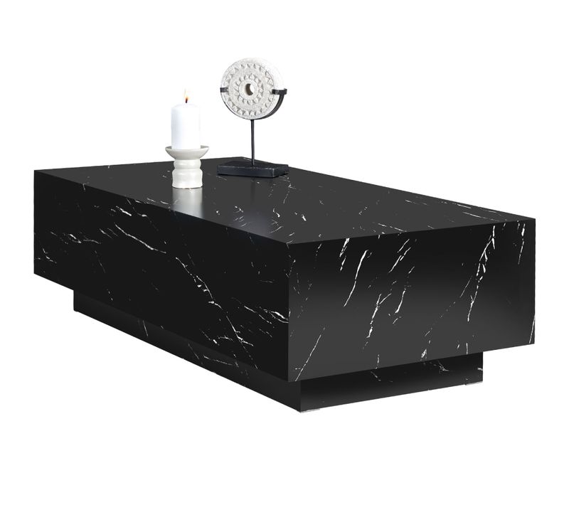 1 Table Basse Lasley En Bois Mdf Aspect Marbre Noir