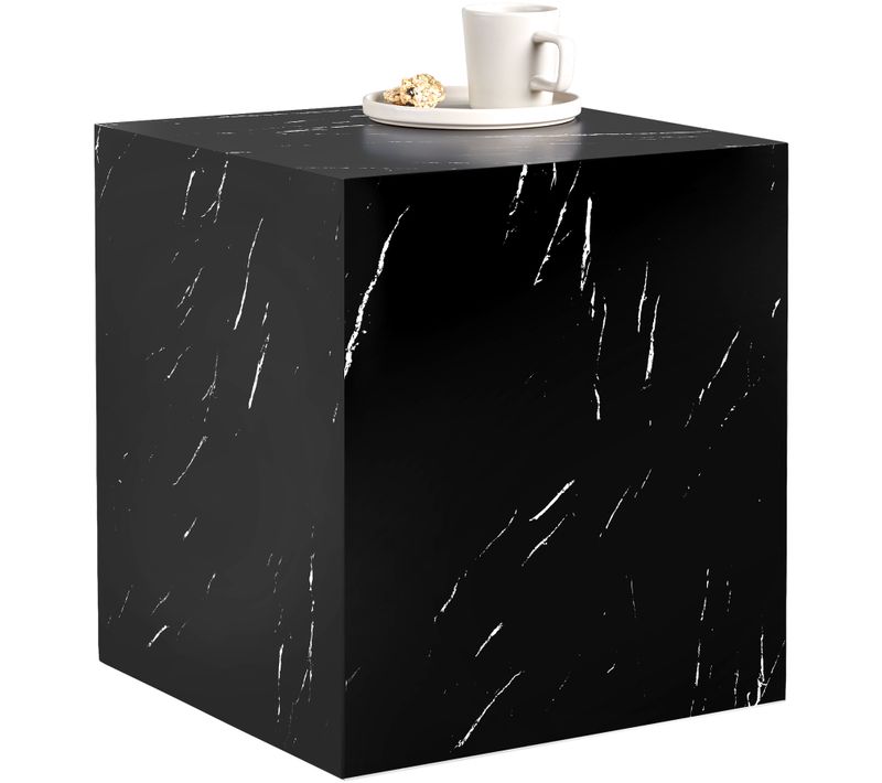 Table Basse En Bois Mdf Sans Montage 45 X 45 X 50cm Aspect Marbre Noir