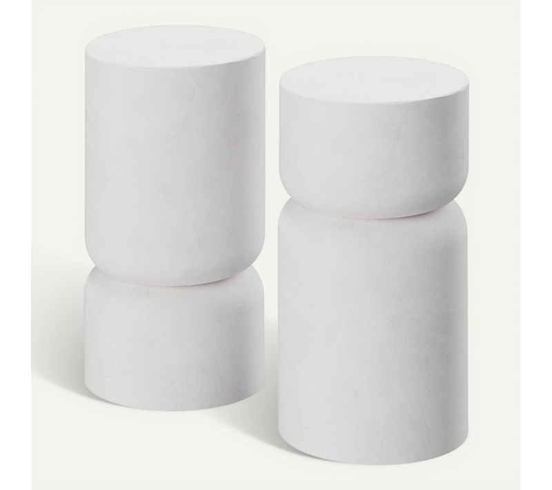 1 Lot De 2 Tables D'appoint Amine En Oxyde De Magnésium Blanc