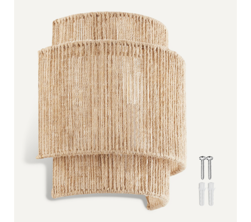 1 Applique Murale Lignea Lux En Jute, Acier Marron Naturel