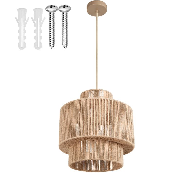 1 Suspension En Jute Au Style Bohème Allegra En Jute, Acier Marron Naturel