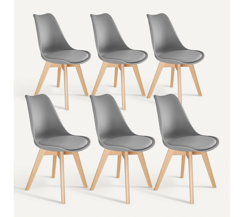 Lot De 6 Ensemble De Chaises De Salle À Manger Frédérique En Polypropylène Gris