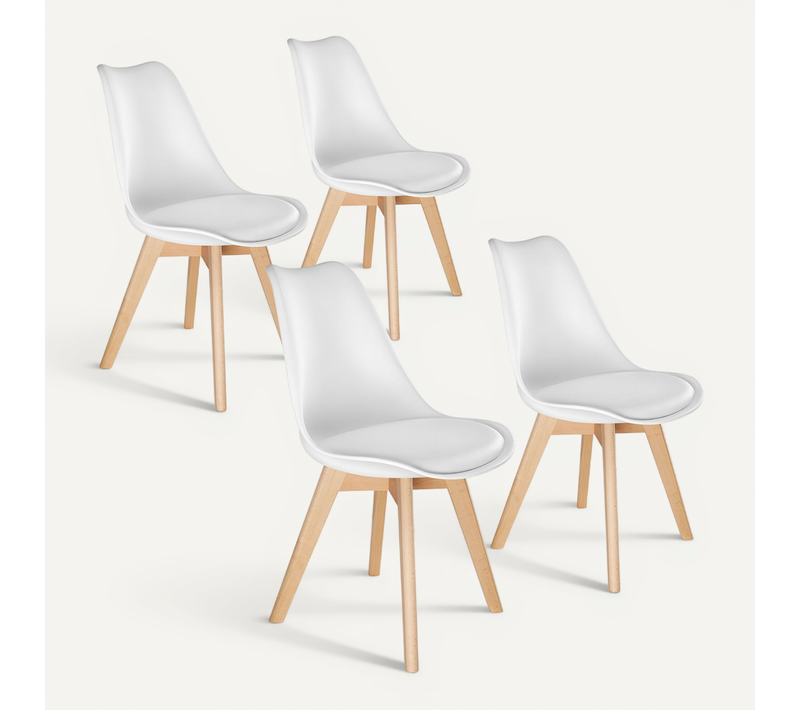 Lot De 4 Ensemble De Chaises De Salle À Manger Frédérique En Polypropylène Blanc