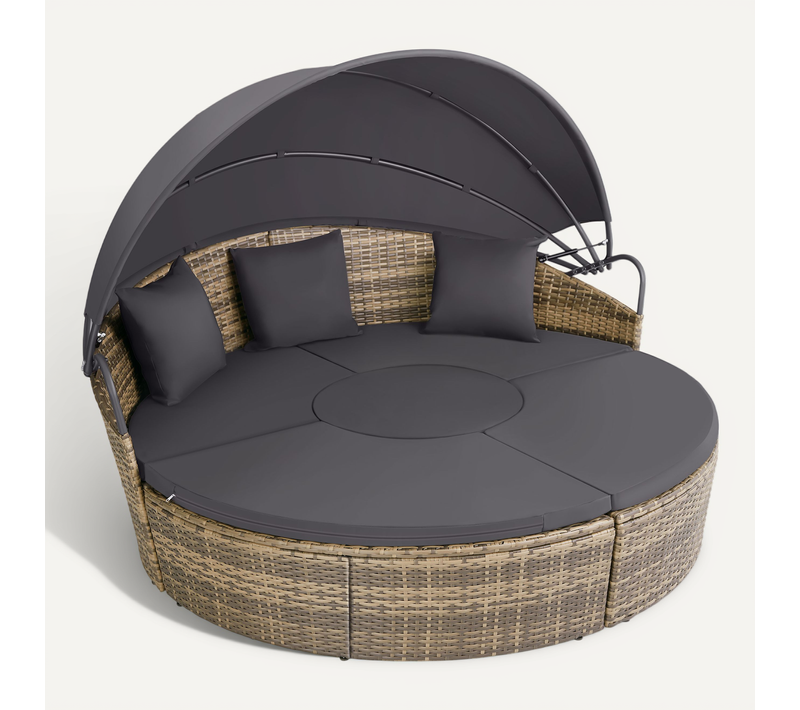 Bain De Soleil Rond Au Design Contemporain Luxueux Marron Naturel 175 X 171 X 136 Cm