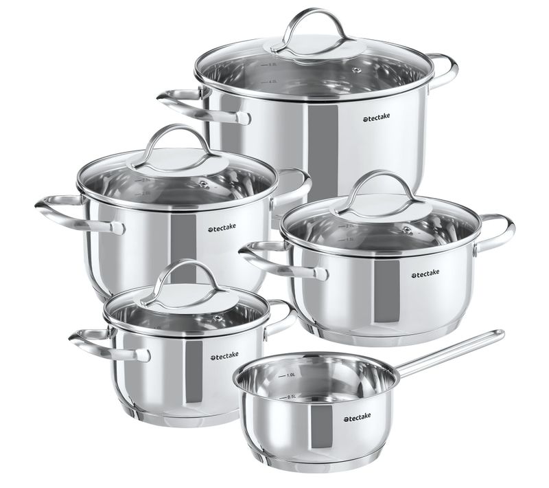 Batterie De Casseroles 9 Pièces Compatible Induction Avec Poignées