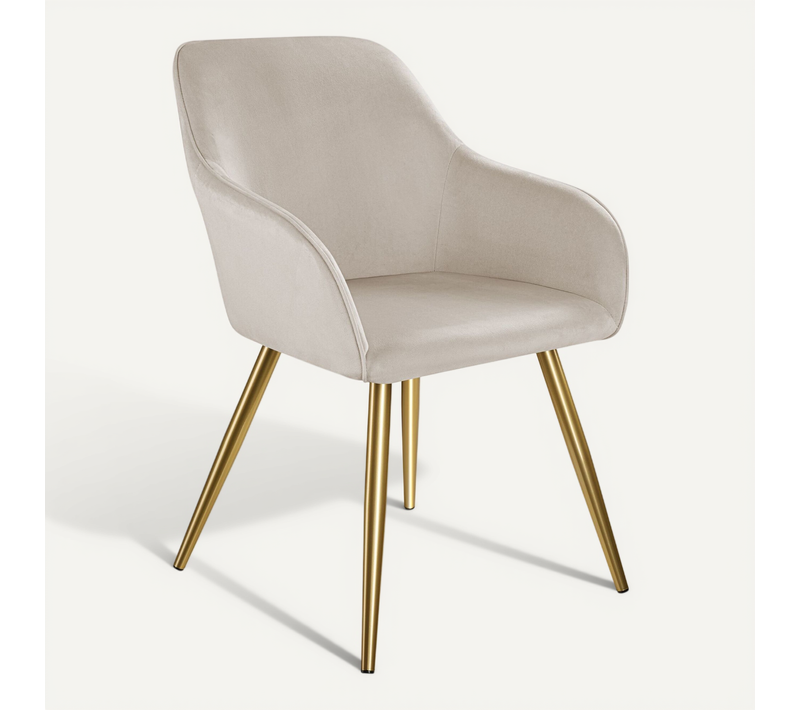 Chaise Rembourrée Aspect Velours Taupe/doré