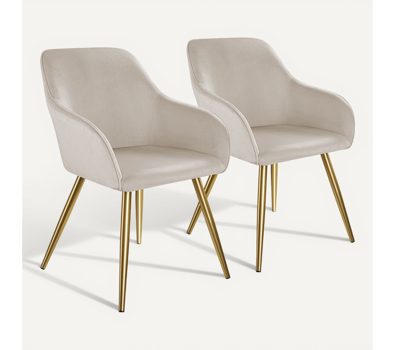 Lot De 2 Chaise Marilyn En Polyuréthane Taupe/or
