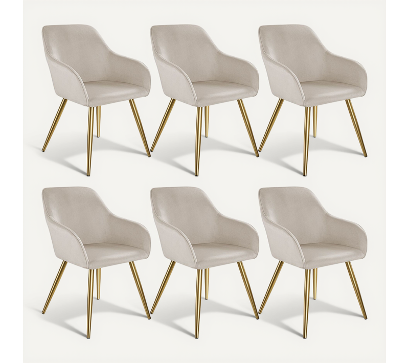 Lot de 6 chaises Rembourrées Aspect Velours