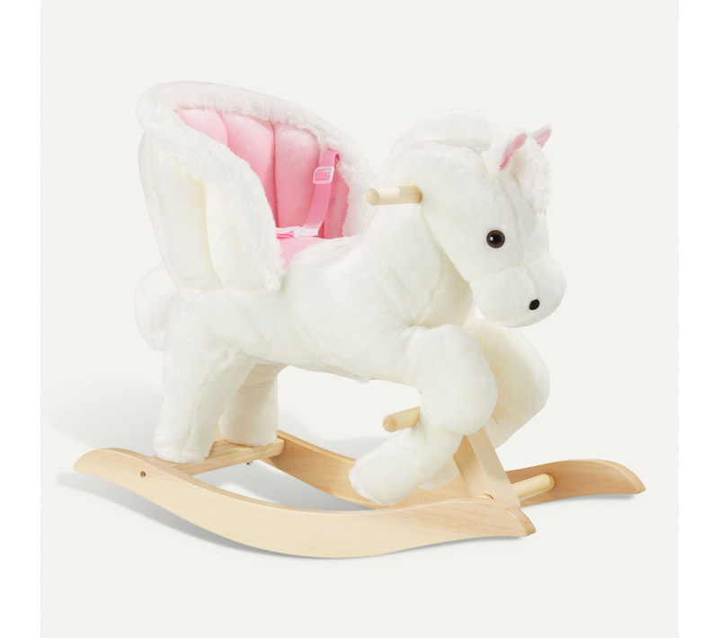1 Cheval À Bascule En Polyester Rose/blanc