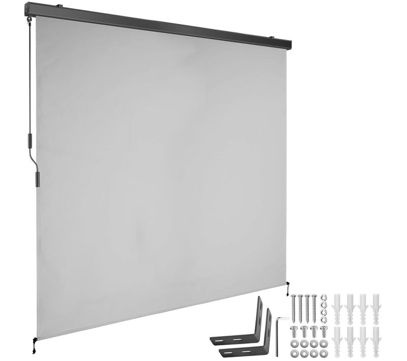 Store Banne Verticale 2 Supports Muraux 200 X 250 Cm Gris Clair