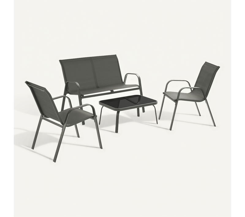 Ensemble De Sièges Gris Anthracite 70 X 111 X 83 Cm