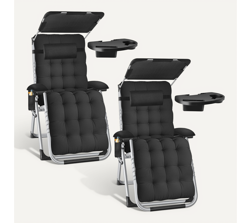 Lot De 2 Chaise Longue Cloud Ii En Polyéthylène, Acier Noir