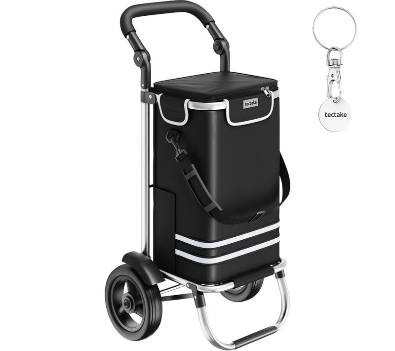 Chariot De Courses 3 En 1 Pliable Avec Sac Isotherme Cadre Aluminium Noir