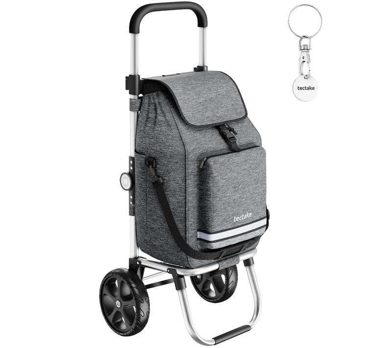 Chariot De Courses Shopper 3 En 1 Pliable Avec Sac Isotherme 45l Gris 30kg