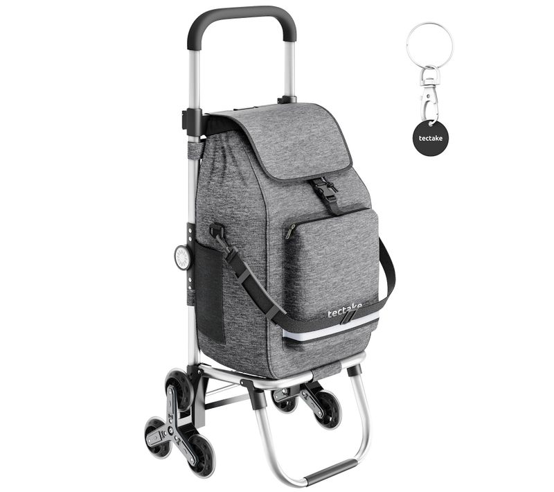 1 Chariot De Courses Shopper En Polyester, Aluminium Gris