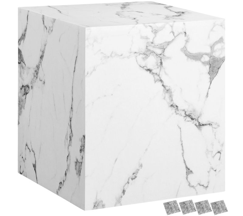 Table Basse En Bois Mdf Sans Montage 45 X 45 X 50cm Aspect Marbre Noir