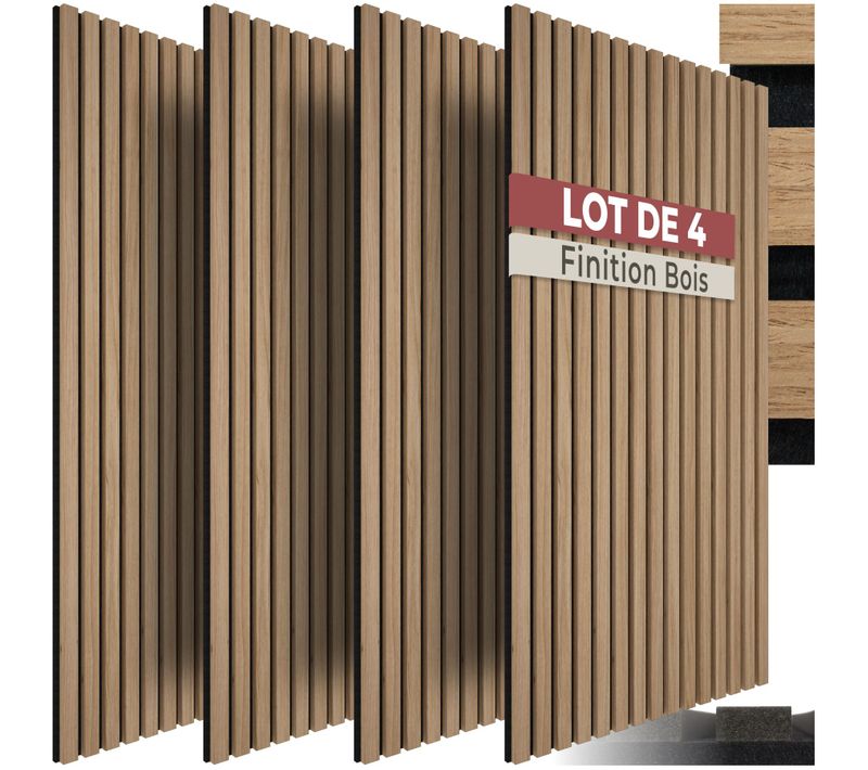 Panneaux Acoustiques Aspect Bois 110x50cm Absorption Phonique Décoration Murale
