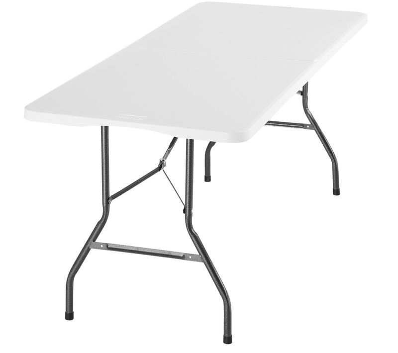 Table De Camping Pliable Compacte Poignée Verrouillage Sécurité Blanc 180x70x74cm