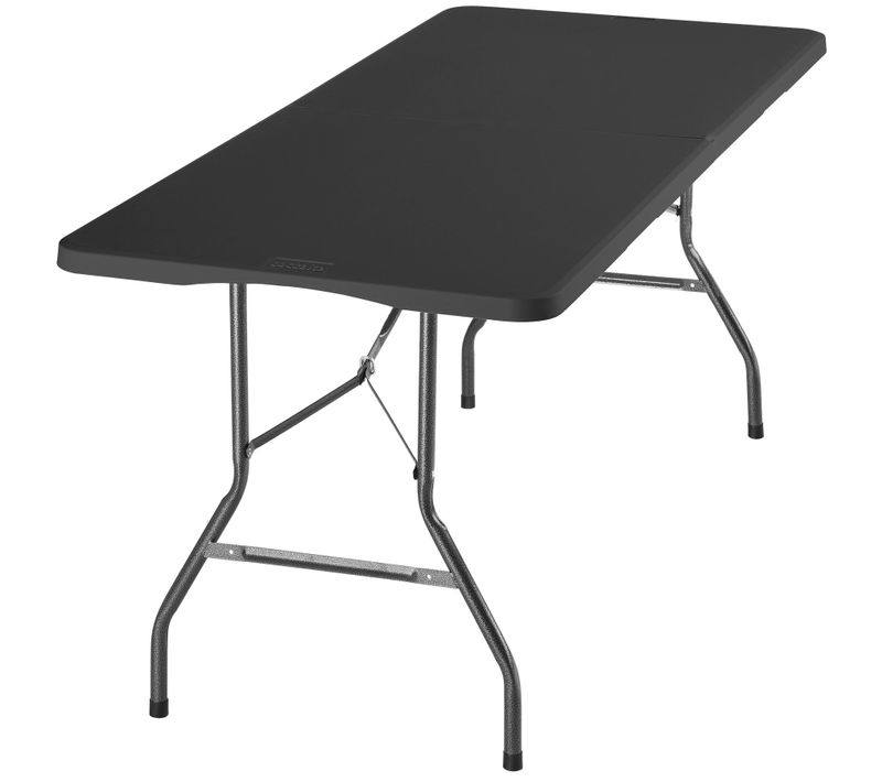 Table Pliable Camping Résistante Aux Intempéries Poignée Transport Gris Anthracite 180x70x74cm