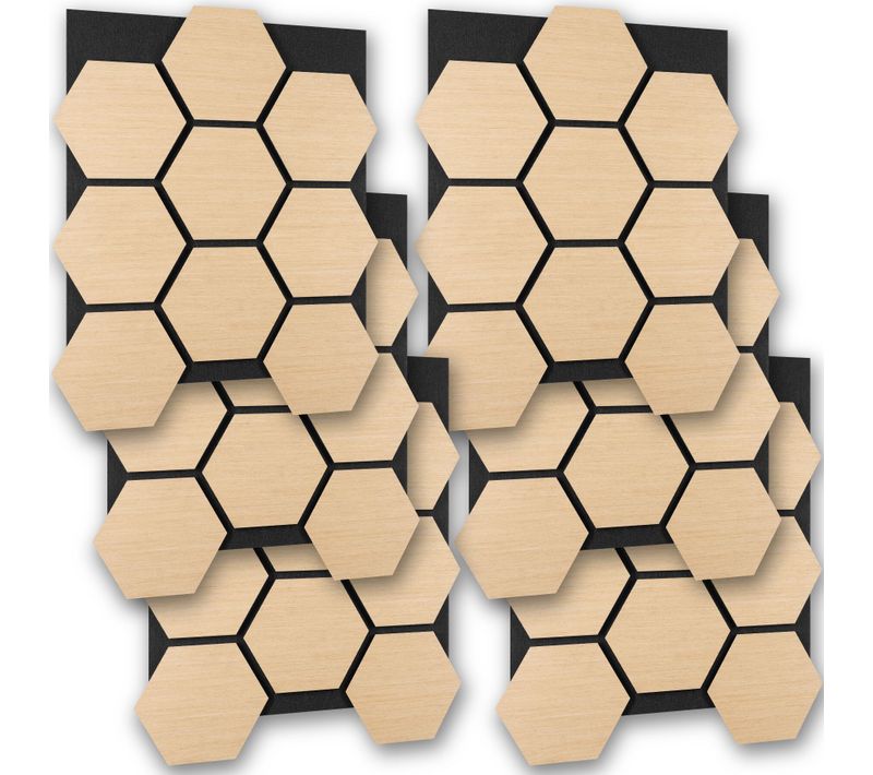 Lot 6 Panneaux Acoustiques Muraux En Mdf Avec Placage En Bois Marron Chêne 76x62x1cm