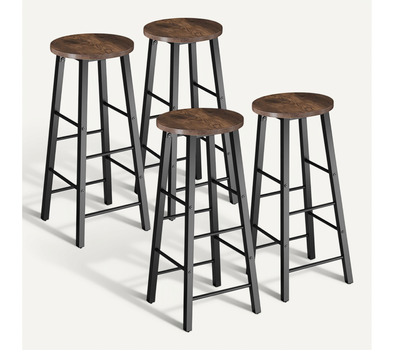 Lot 4 Tabourets De Bar Métal Style Industriel Foncé