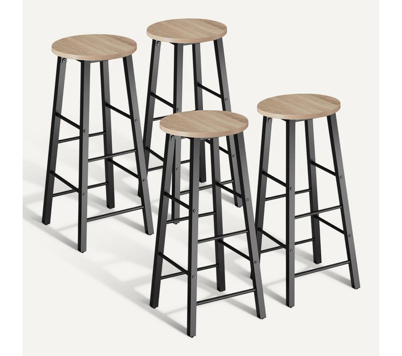 Lot De 4 Tabourets De Bar Style Industriel Clair 72,5 Cm