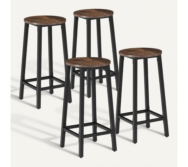 4 Pièces Tabourets Industriels Réglables Industrial Dark