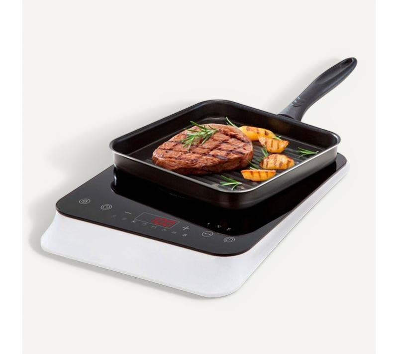Plaque Induction Posable - Md18490 - 1 Foyer - 2000w - 60/240°c - 8 Programmes - L29 X P36 X H6 Cm