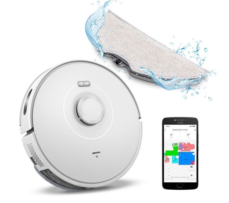 Aspirateur Laveur Robot X10 Sw - Md11782 - 120 Min - 2700 Pa - 400 Ml - Blanc