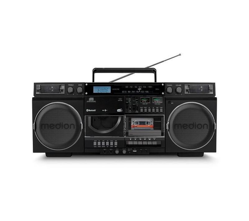 Ghetto Blaster - Vintage - Dab+ - Cd/cassette/usb/mp3 - 2x10w Rms - Noir