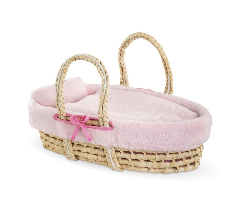 Ensemble Couffin Peluche Rose Pour Poupon De 36 Et 42 Cm