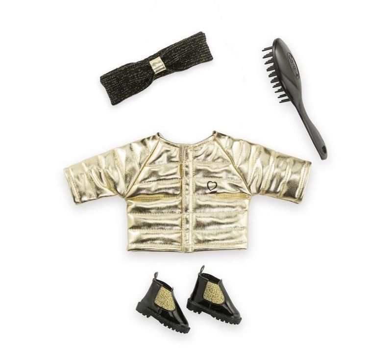 Coffret Couture et Accessoires Pour Poupée 36 Cm — Robe Dorée Et Accessoires