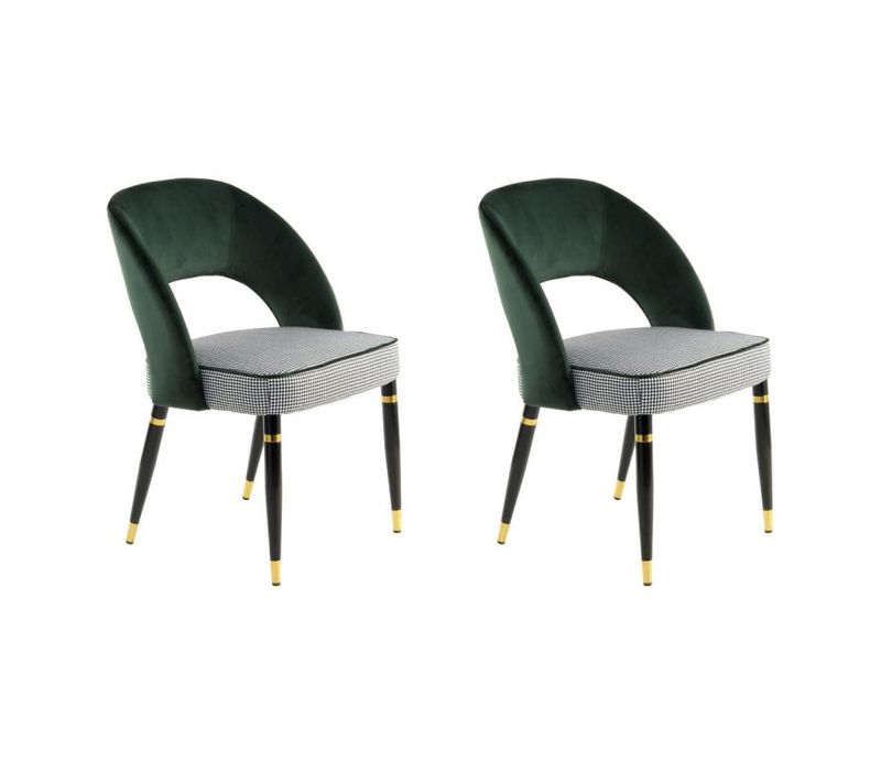 Lot De 2 Chaises En Velours "courtney" 83cm Vert et Or