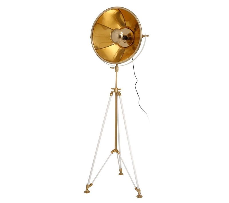 Lampadaire Design Vintage "bowie" 157cm Or et Blanc